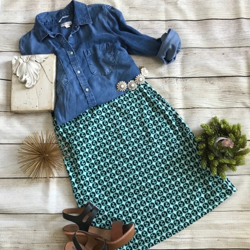 ✂️CLEARANCE Green and Blue Boden Printed Skirt